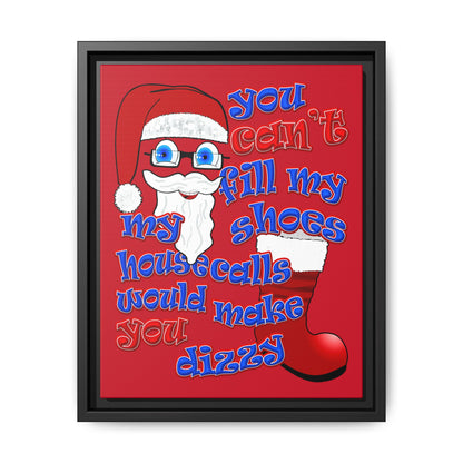 santa's shoes - framed canvas art (dark red)