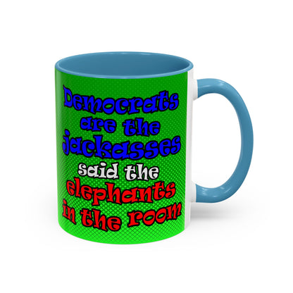 donkeys and elephants - Accent Mug (logo green)