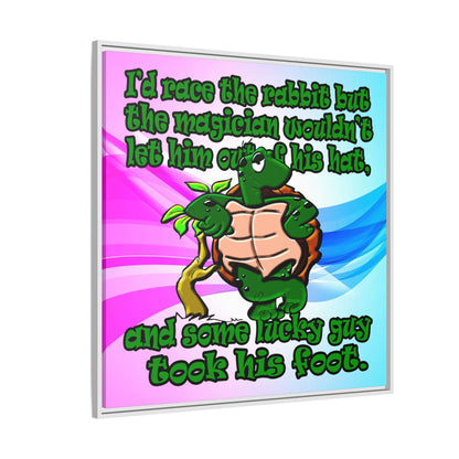 turtle race - framed canvas art (light blue-pink wave)