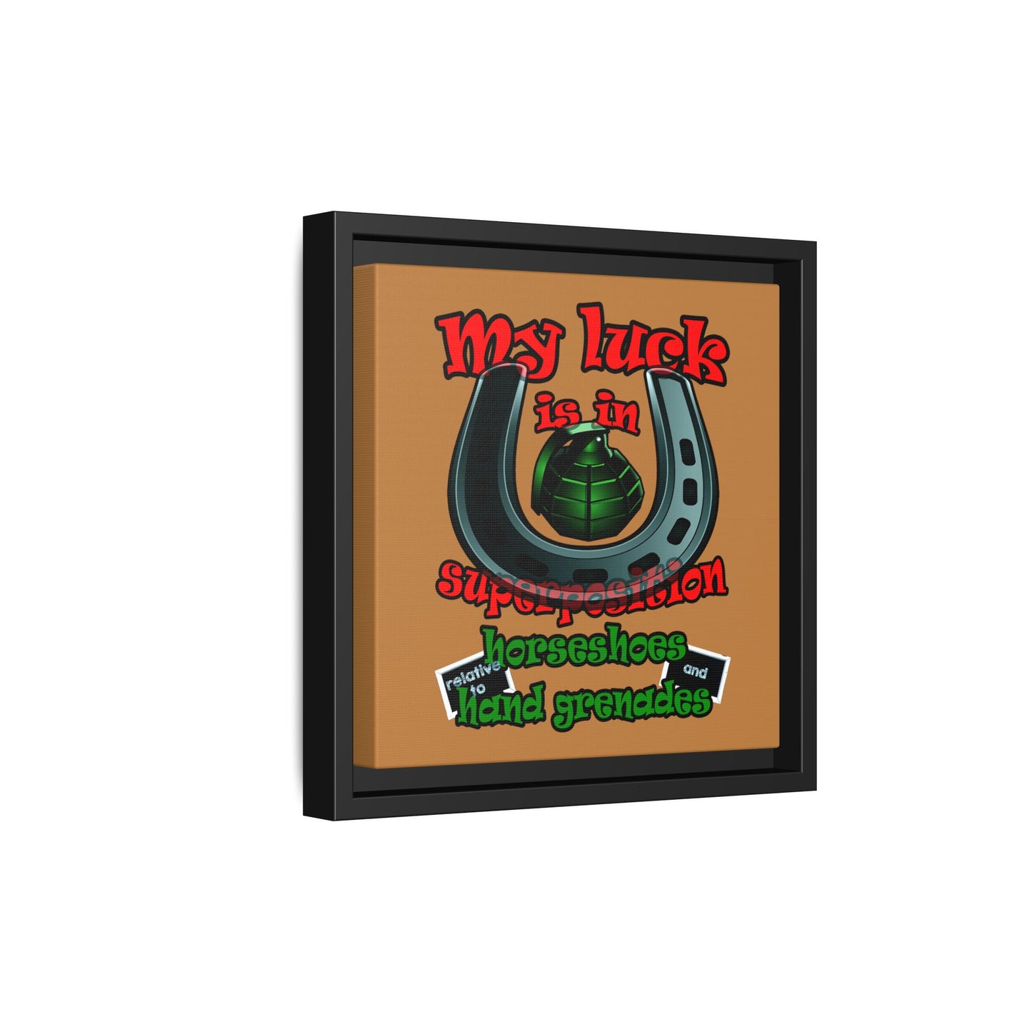 my luck - framed canvas art (light brown)