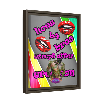 hoes b4 bros - framed canvas art (rainbow split)