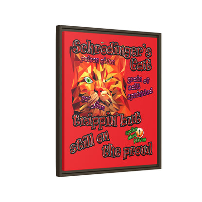 schrodinger's cat - framed canvas art (red)