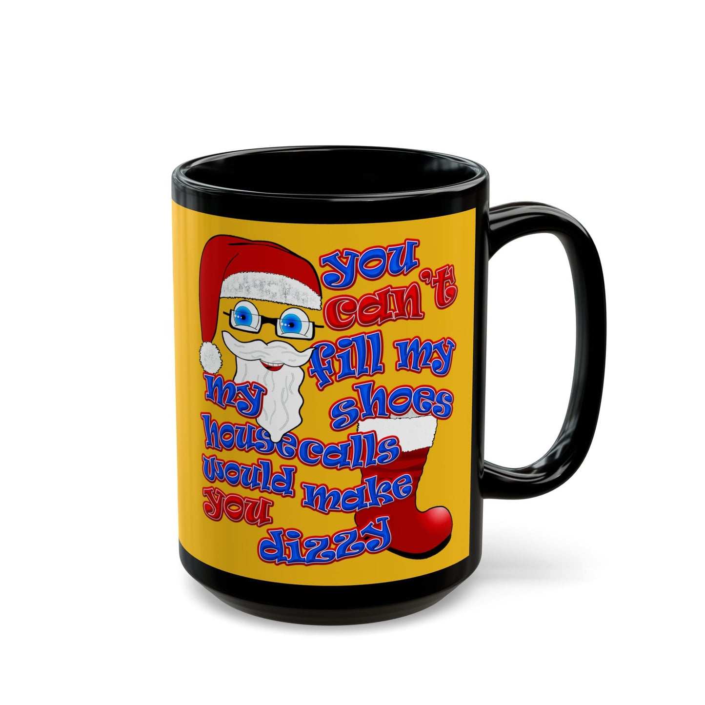 santa's shoes - Black Mug (yellow)