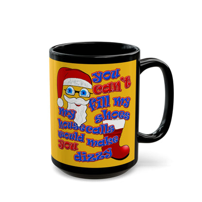 santa's shoes - Black Mug (yellow)