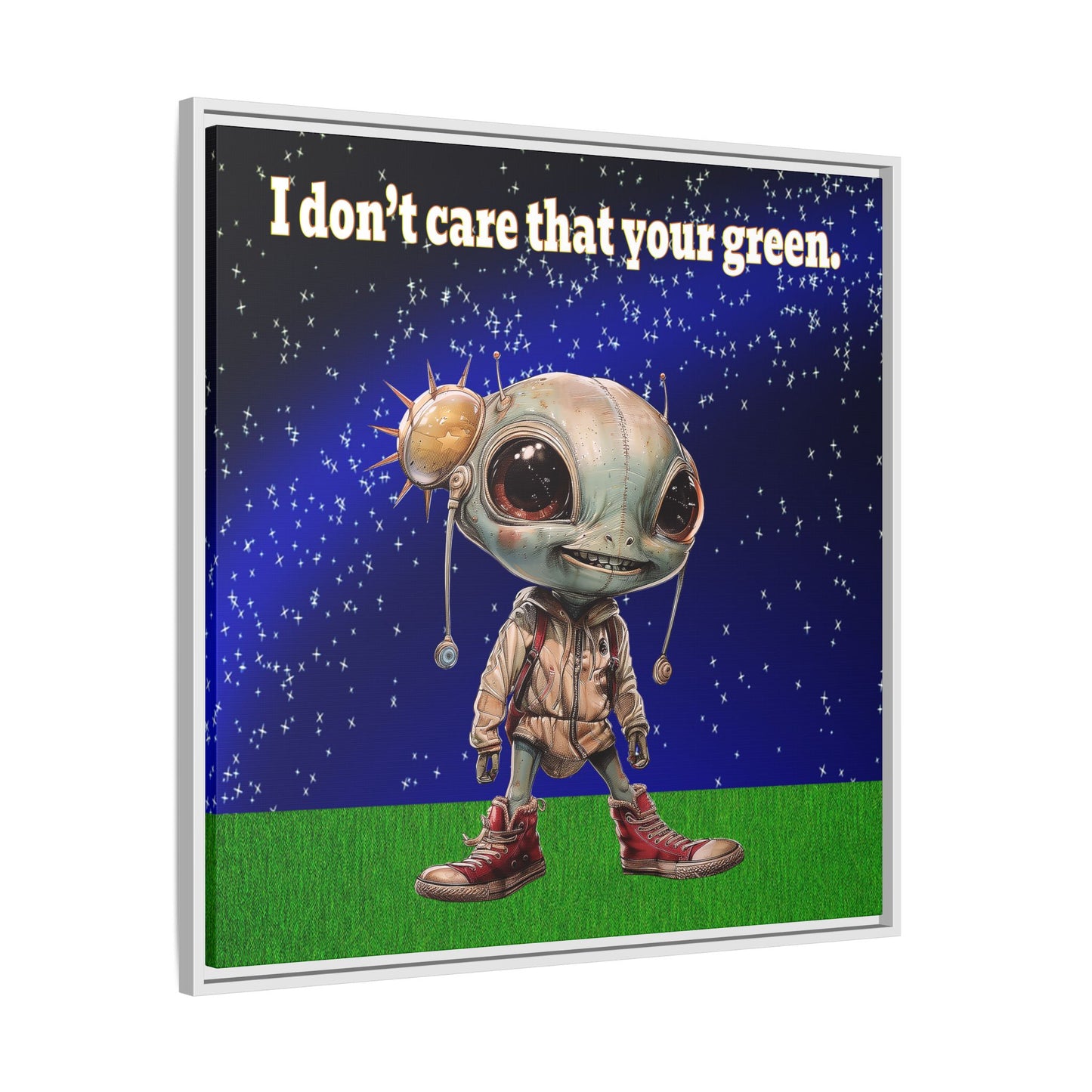 I don't care that your green - framed canvas art ('snoops' background)