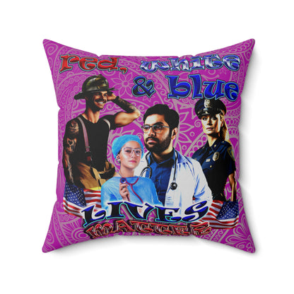 rw&b lives matter - Spun Polyester Square Pillow - (pink swirl)