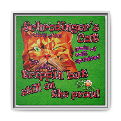schrodinger's cat - framed canvas art (green turf)