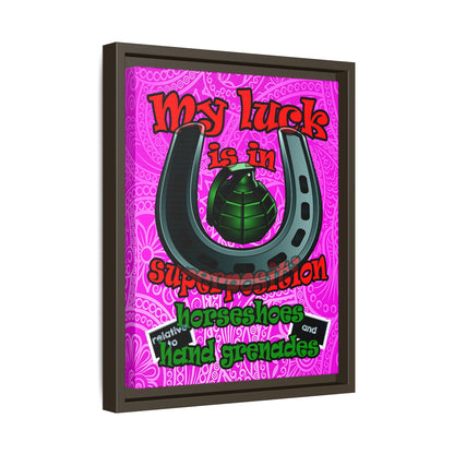 my luck - framed canvas art (pink swirl)