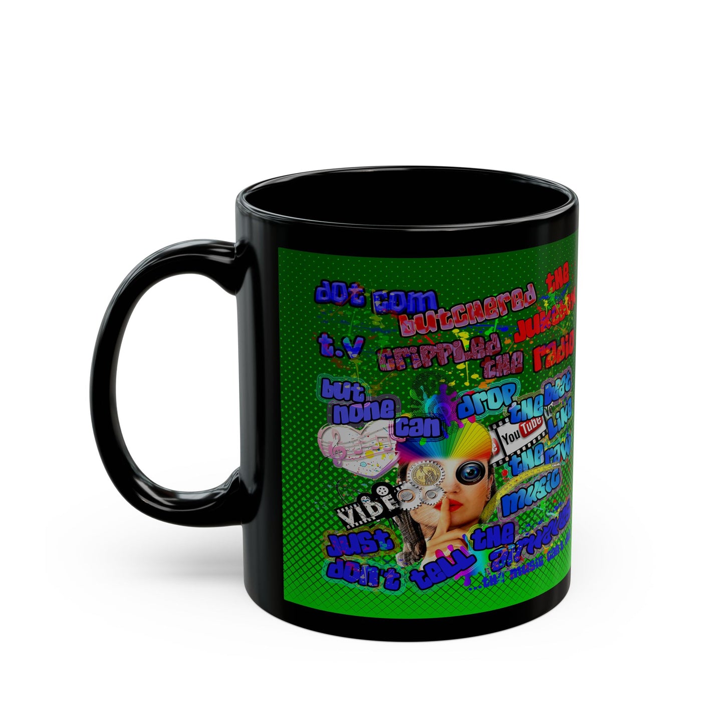 drop the beat - Black Mug (logo green)