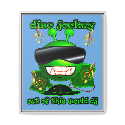 disc jockey - framed canvas art (light blue)