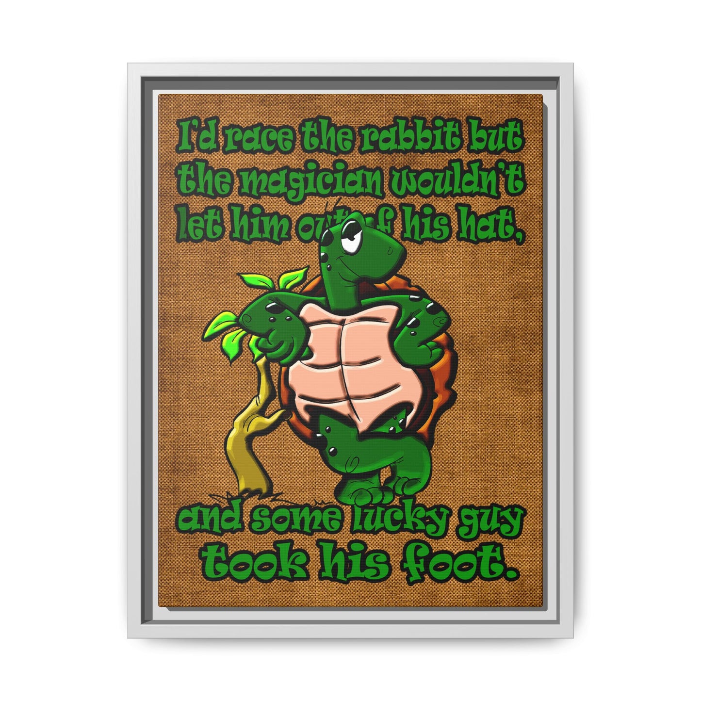 turtle race - framed canvas art (brown papyrus)