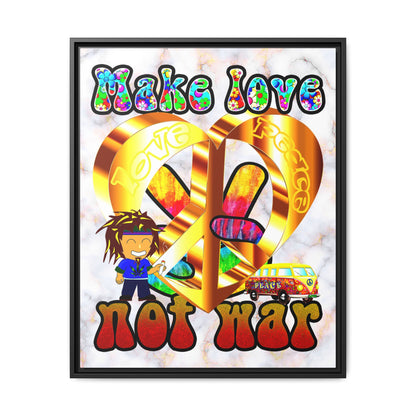 love peace - framed canvas art (white marble)