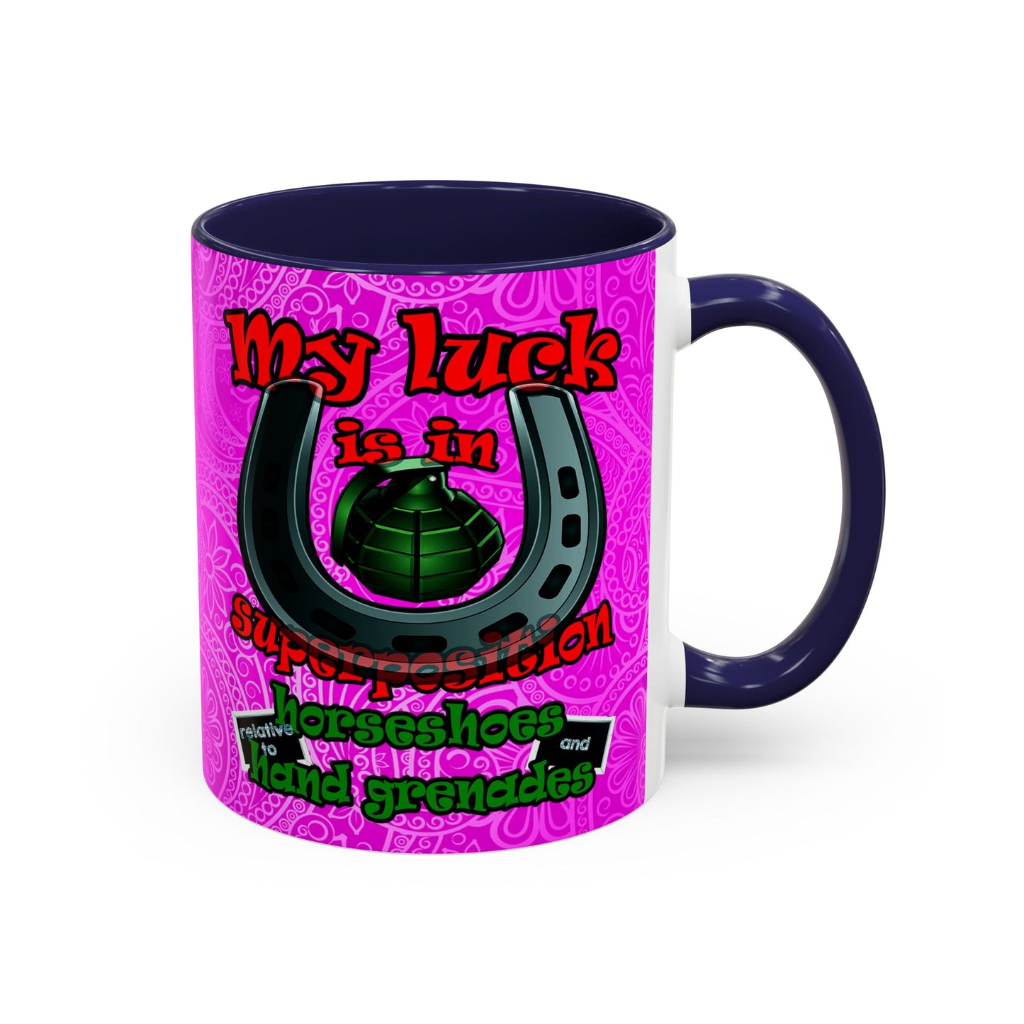 my luck - Accent Mug (pink swirl)
