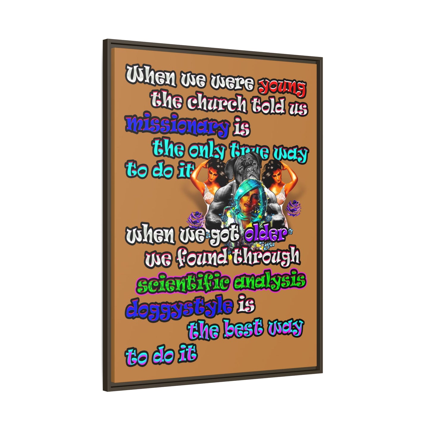 doggystyle - framed canvas art (light brown)