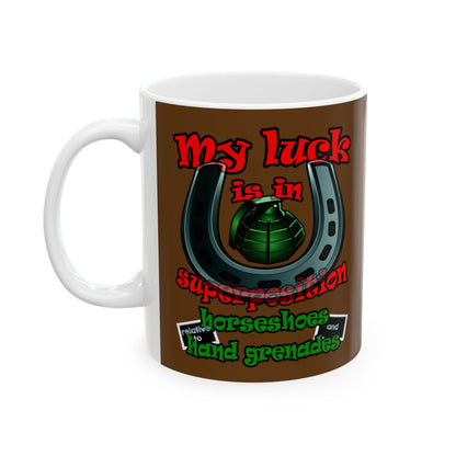 my luck - White Mug (brown)