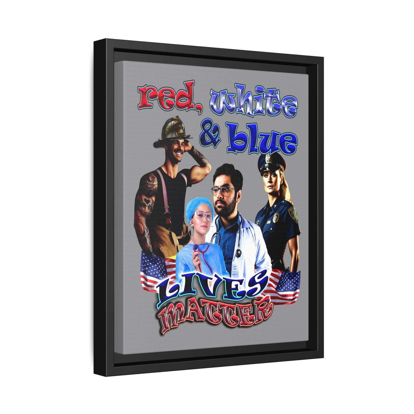 rw&b lives matter - framed canvas art (grey)