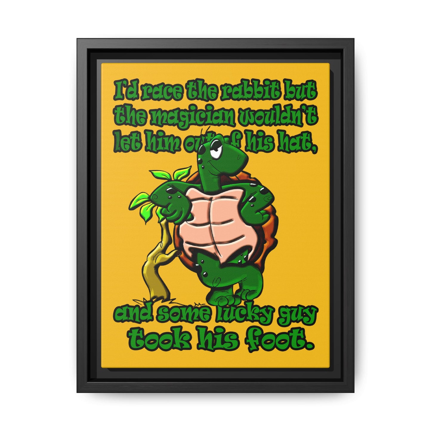 turtle race - framed canvas art (yellow)
