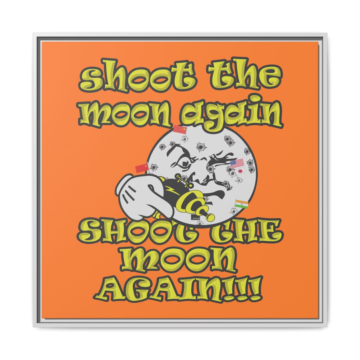 shoot the moon again - framed canvas art (crusta)