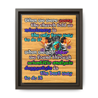 doggystyle - framed canvas art (butterscotch wood finish)