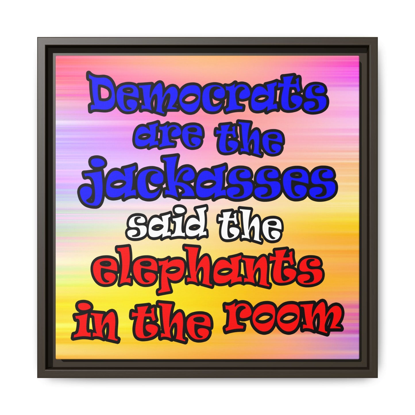 donkeys and elephants - framed canvas art (color blur)