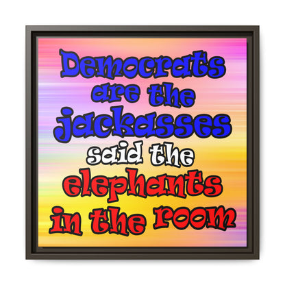 donkeys and elephants - framed canvas art (color blur)
