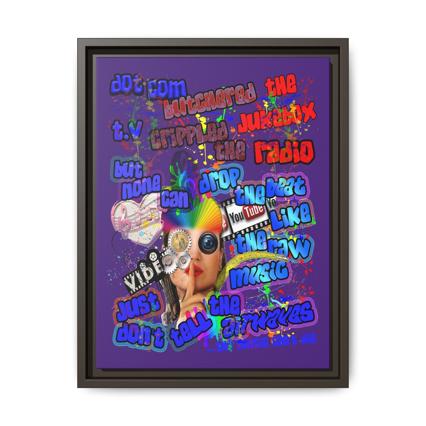drop the beat - framed canvas art (purple)