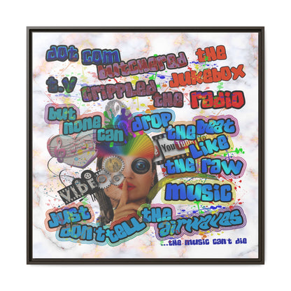 drop the beat - framed canvas art (white marble)