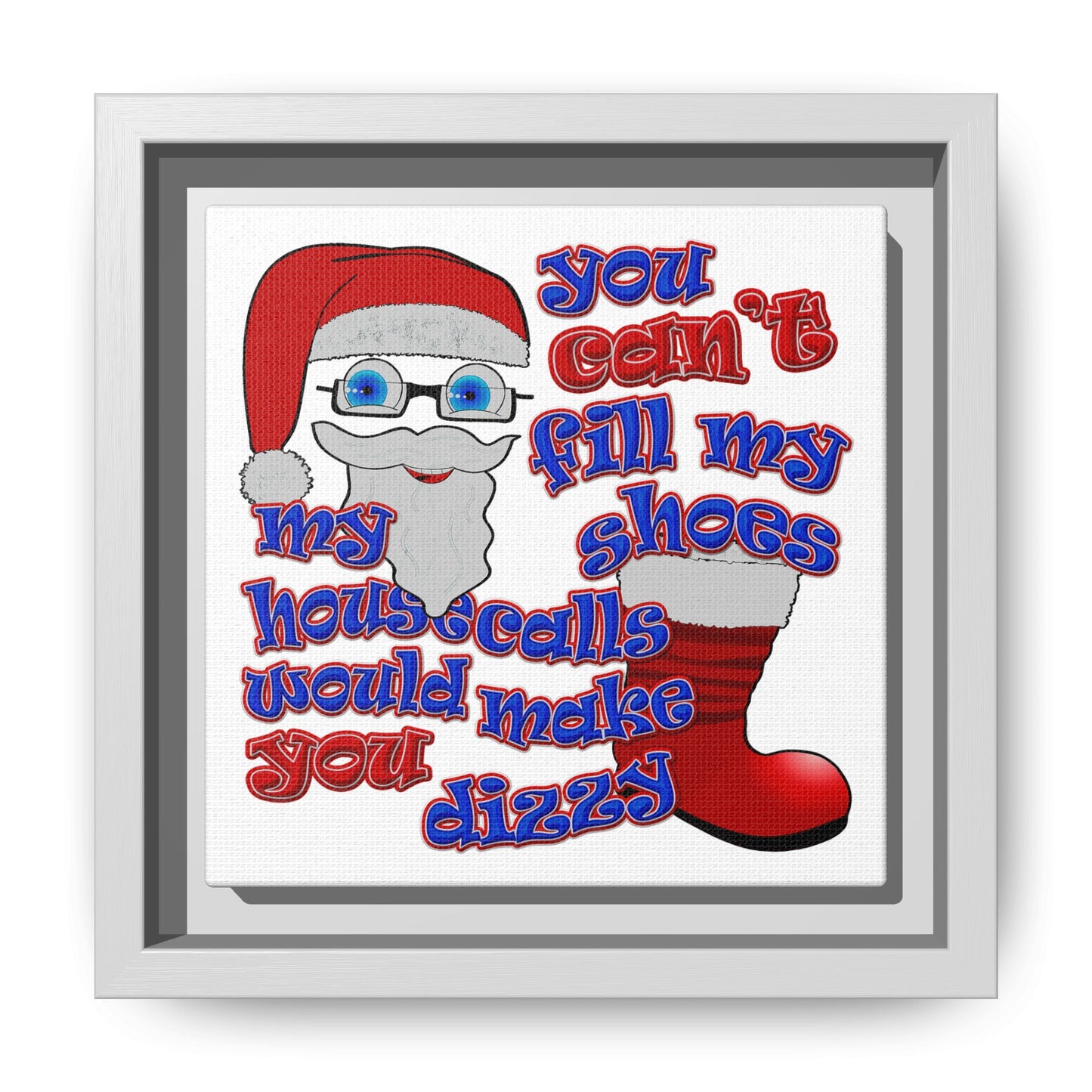santa's shoes - framed canvas art (white)