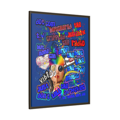 drop the beat - framed canvas art (dark blue)