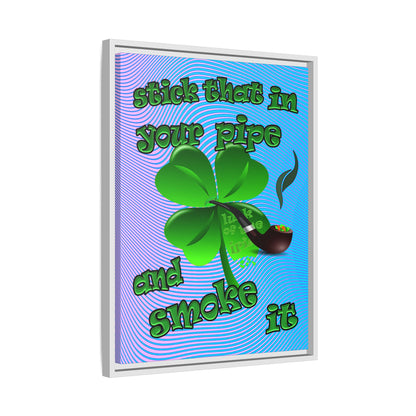 stick that in your pipe and smoke it - framed canvas art (light blue-purple wave)