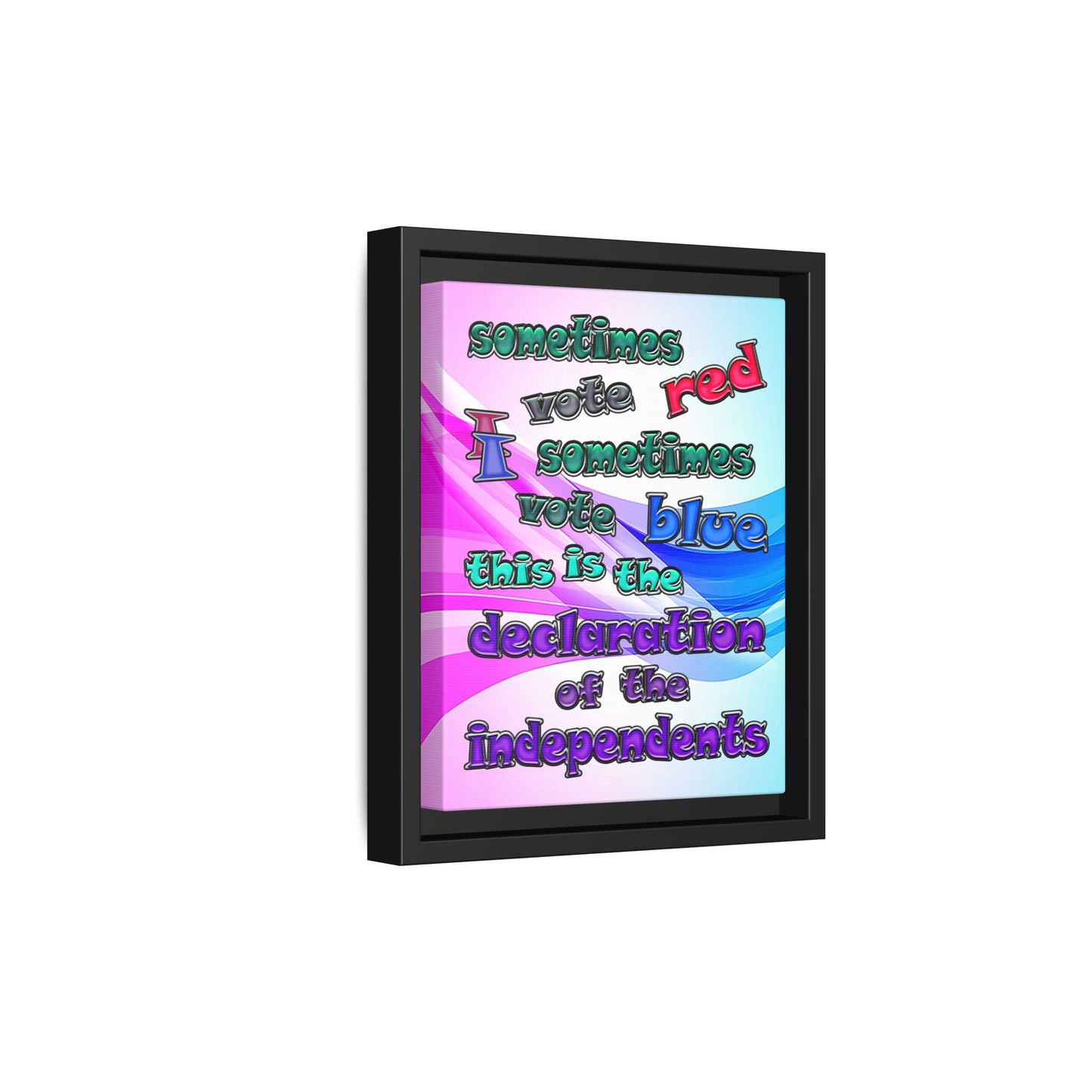 declaration of the independents - framed canvas art (light blue-pink wave)