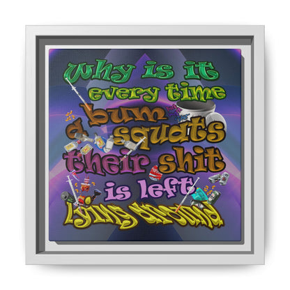 the bum's shit - framed canvas art (grey-pink wave)
