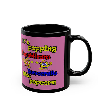 popping like popcorn - Black Mug (light pink)