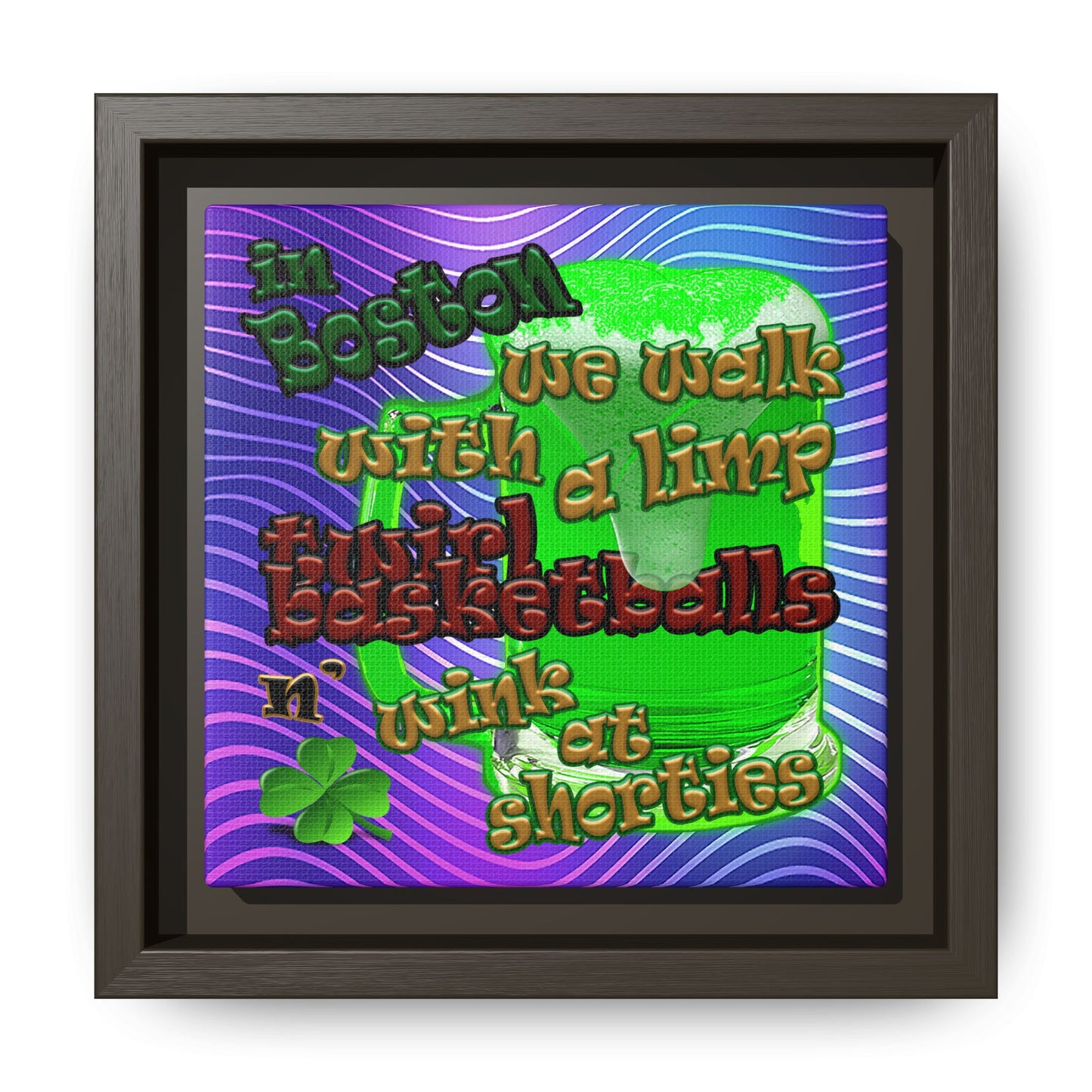 celtics logo - framed canvas art (purple wave)