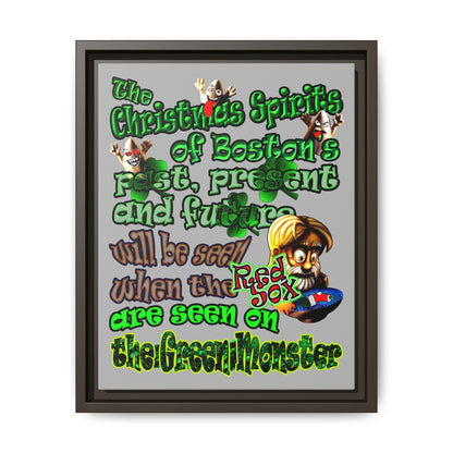 christmas spirits of boston - framed canvas art (light grey)