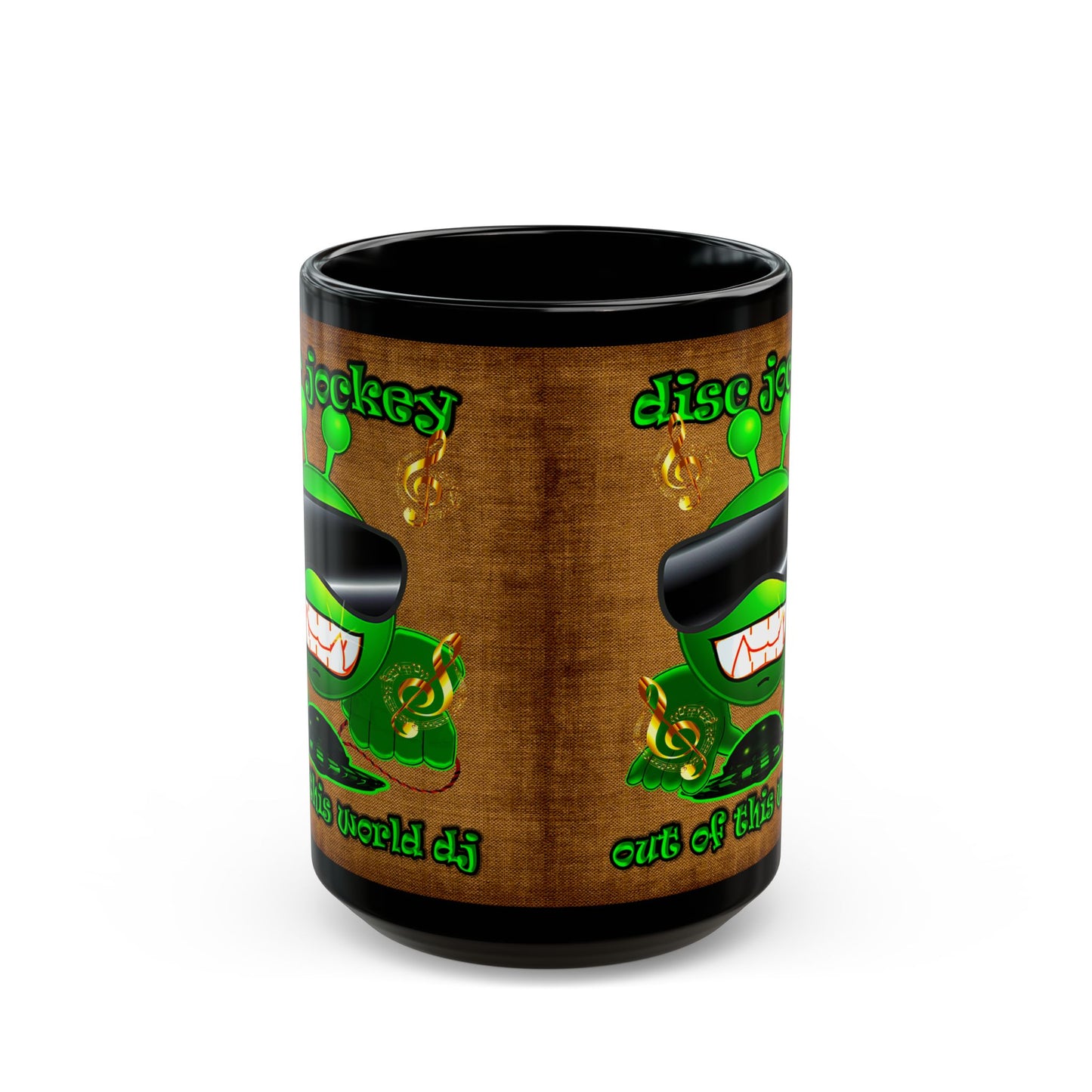 disc jockey - Black Mug (brown papyrus)
