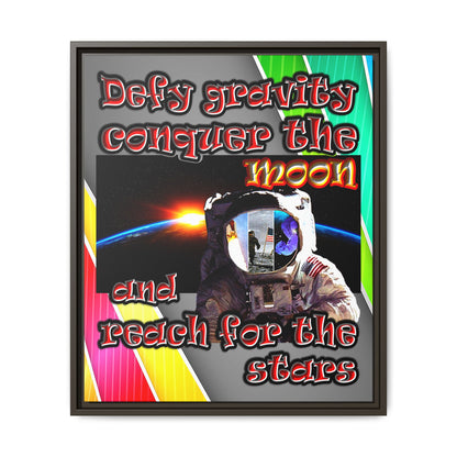defy conquer reach - framed canvas art (rainbow split)