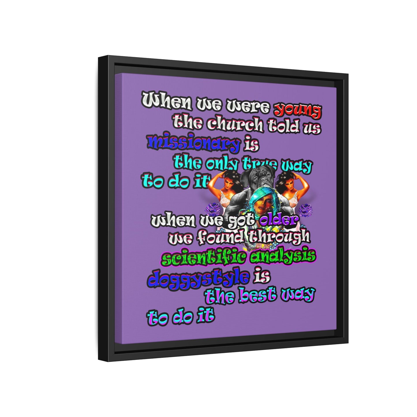 doggystyle - framed canvas art (light purple)