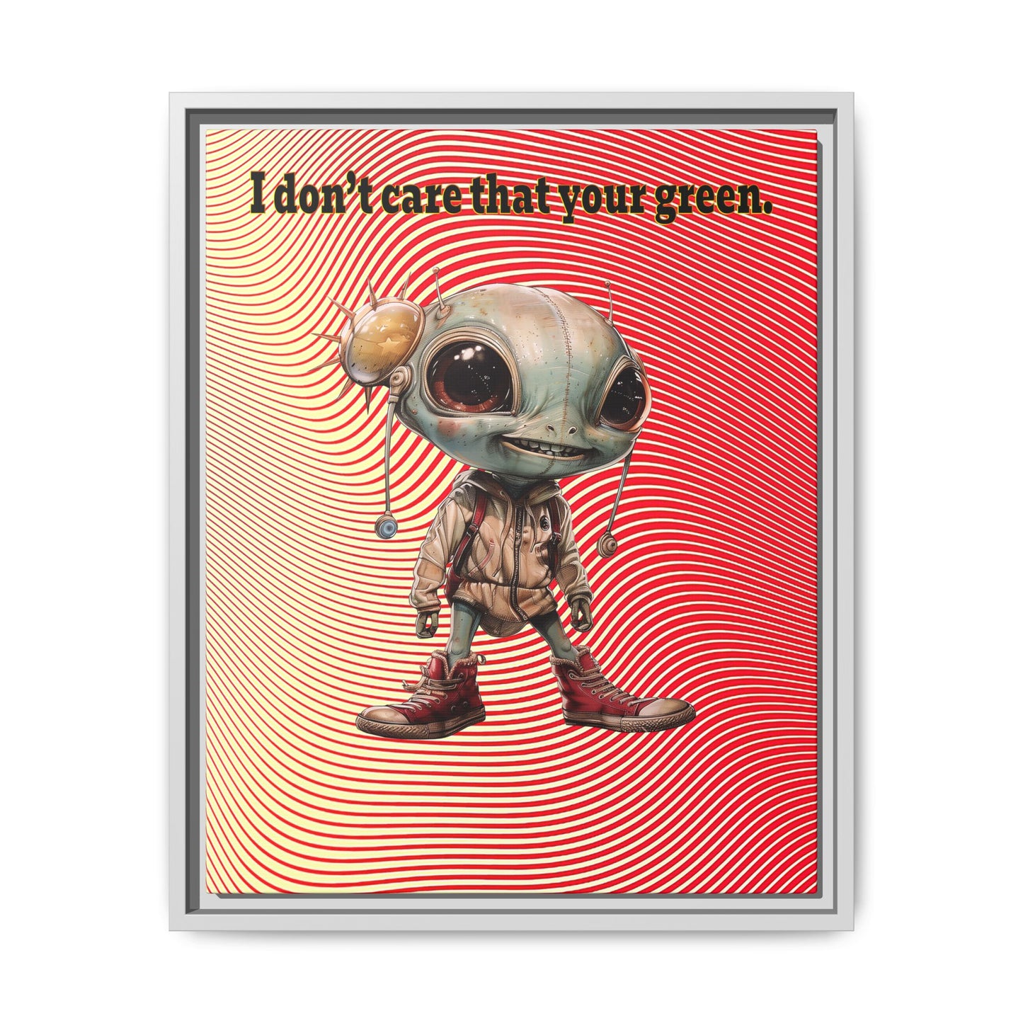I don't care that your green - framed canvas art (yellow-orange wave)