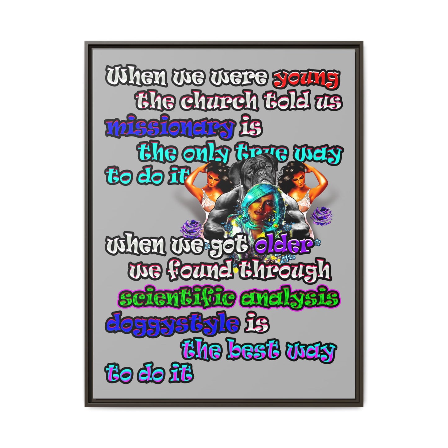 doggystyle - framed canvas art (light grey)