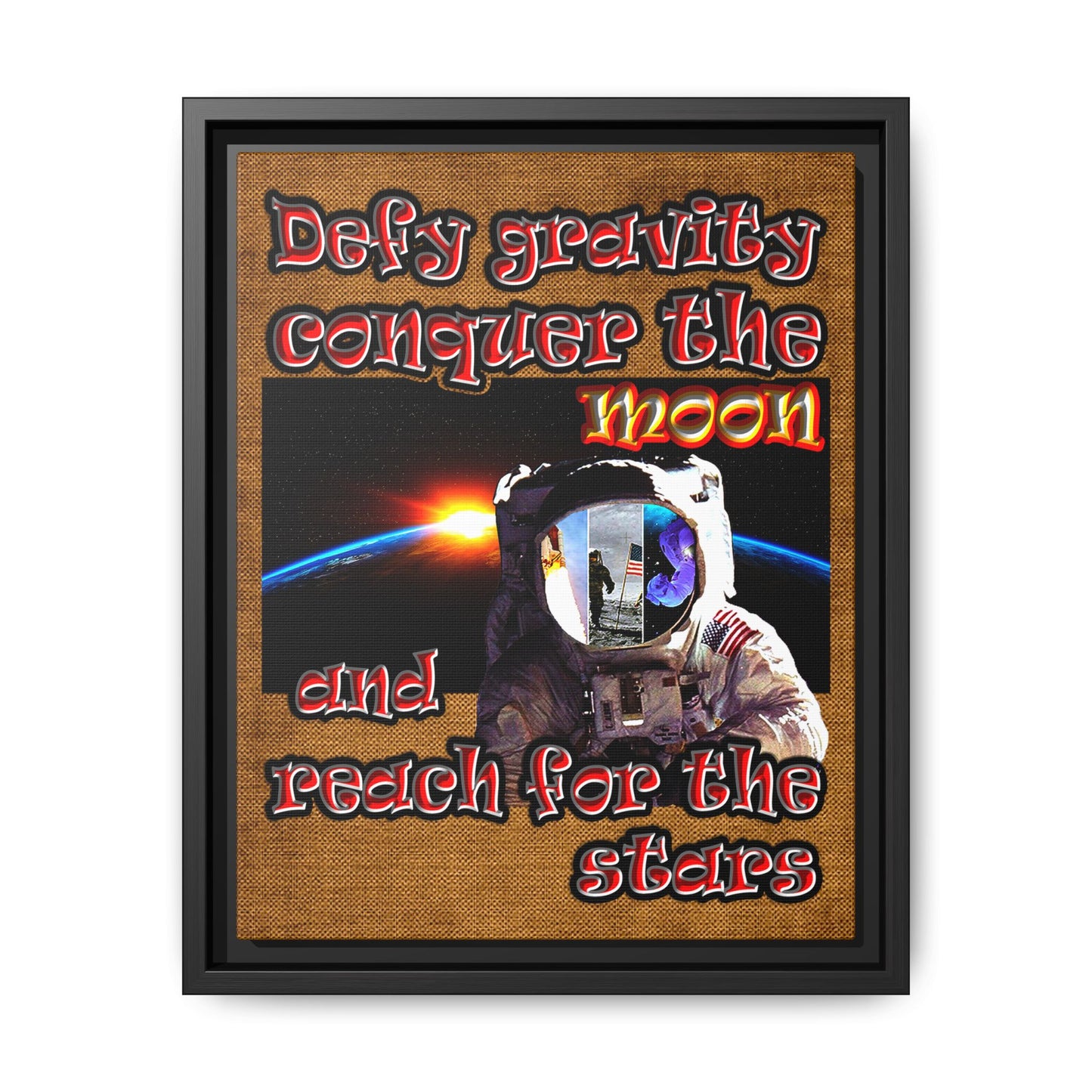 defy conquer reach - framed canvas art (brown papyrus)