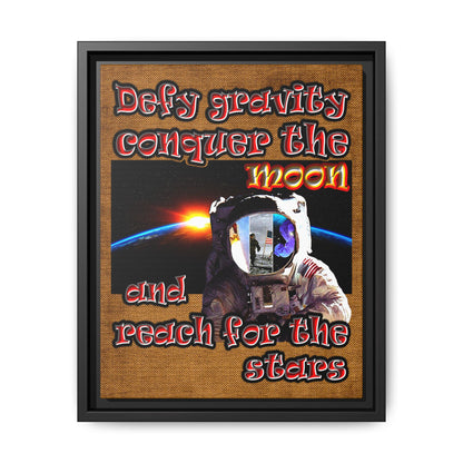 defy conquer reach - framed canvas art (brown papyrus)