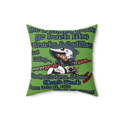 shark week - Spun Polyester Square Pillow - (green)