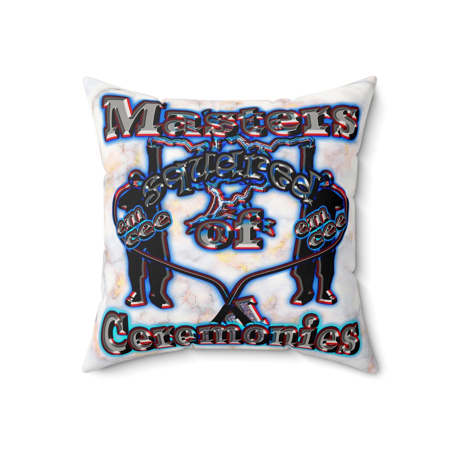 em cee squared - Faux Suede Square Pillow - (white marble)