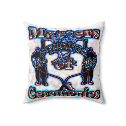 em cee squared - Faux Suede Square Pillow - (white marble)
