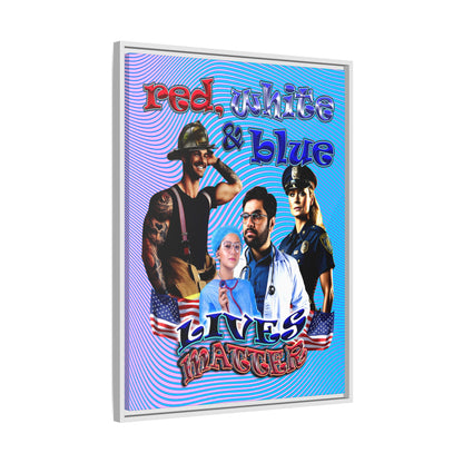 rw&b lives matter - framed canvas art (light blue-purple wave)