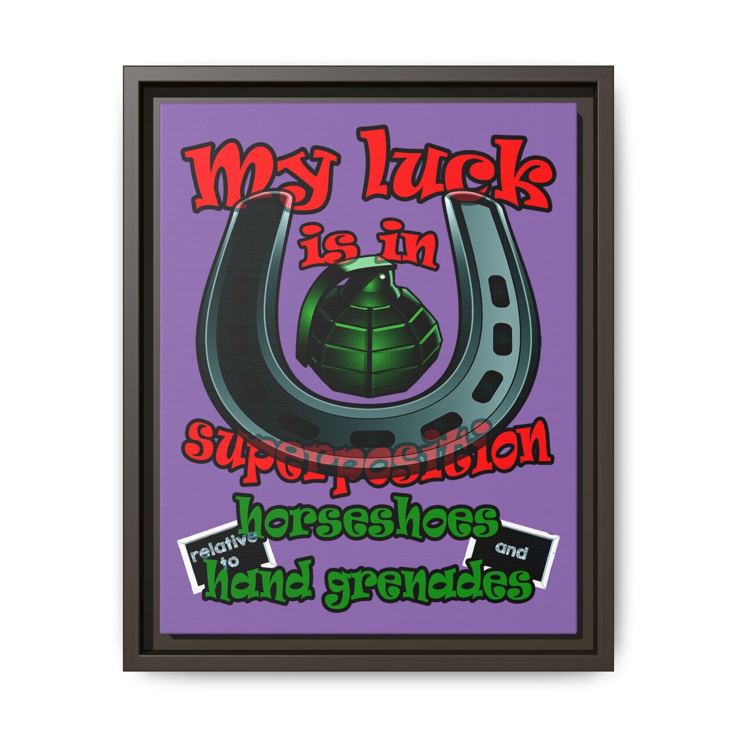 my luck - framed canvas art (light purple)