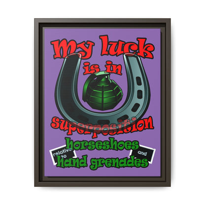 my luck - framed canvas art (light purple)