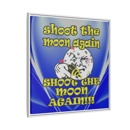 shoot the moon again - framed canvas art (blue-white wave)