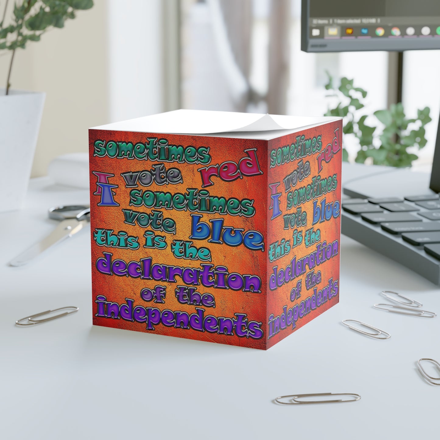 declaration of the independents - note cube (burnt orange)